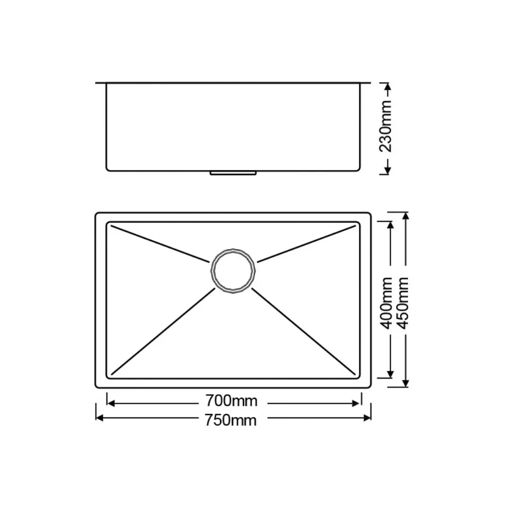 Boshsini-Honeycomb-Nano-Single-Bowl-Sink-BSQ7545NHC-Spec